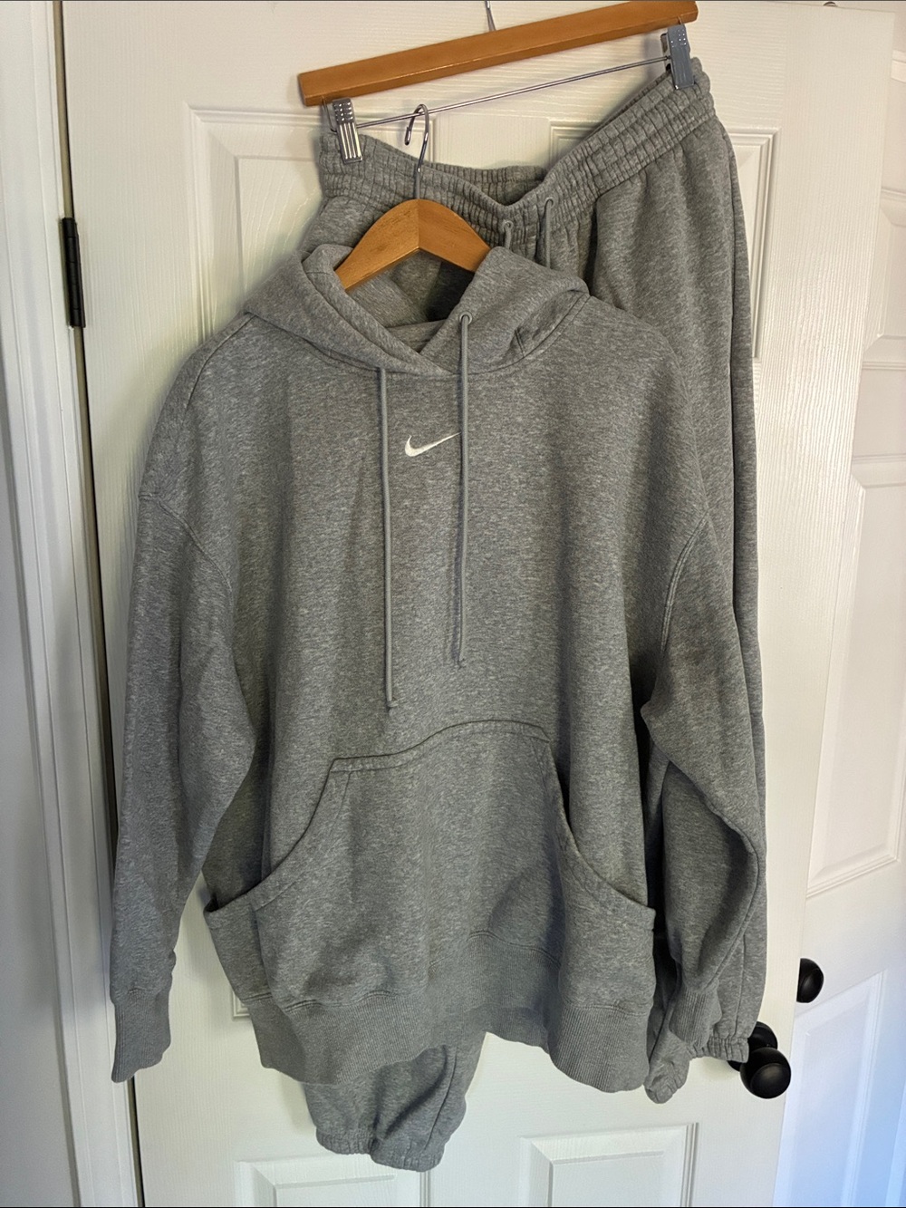 Nike Gray Pullover Hoodie with White Swoosh